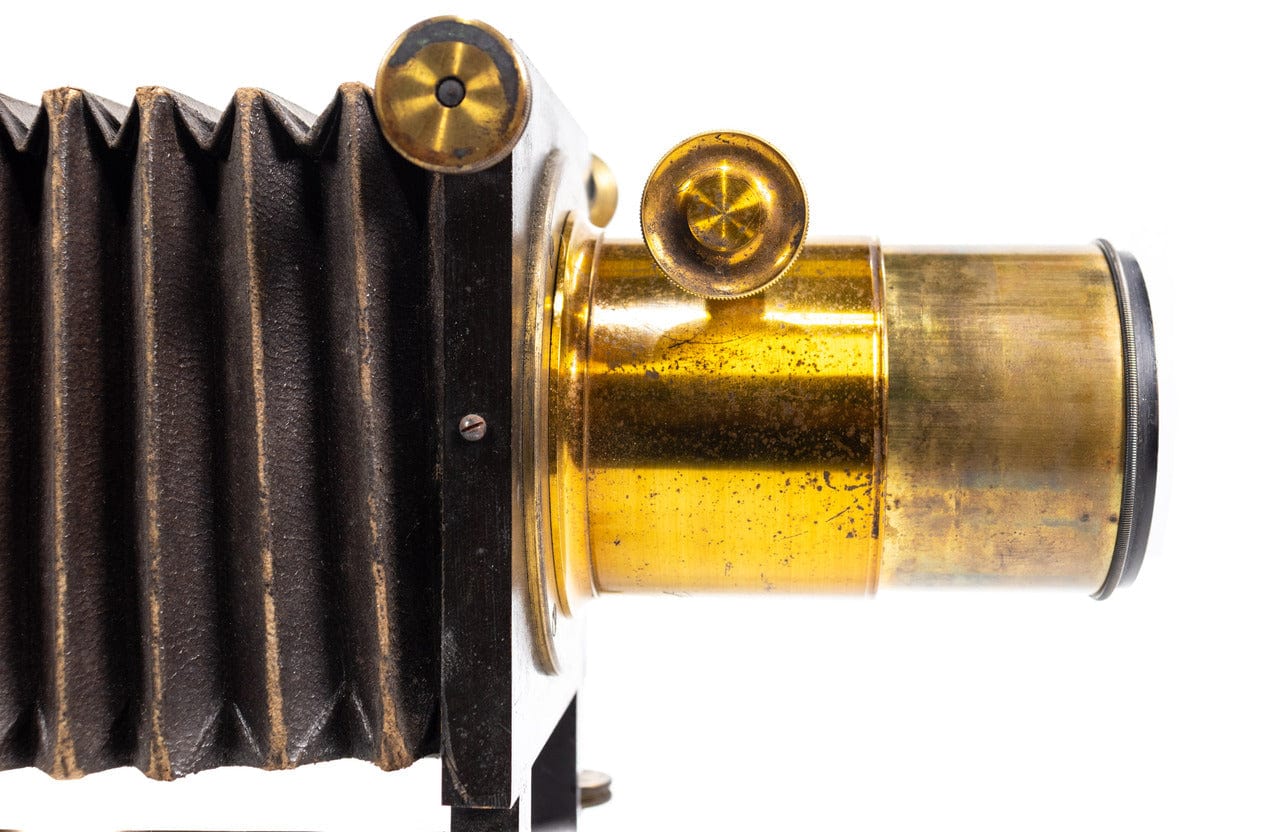 1920's Projector Darlot Brass Lens close up