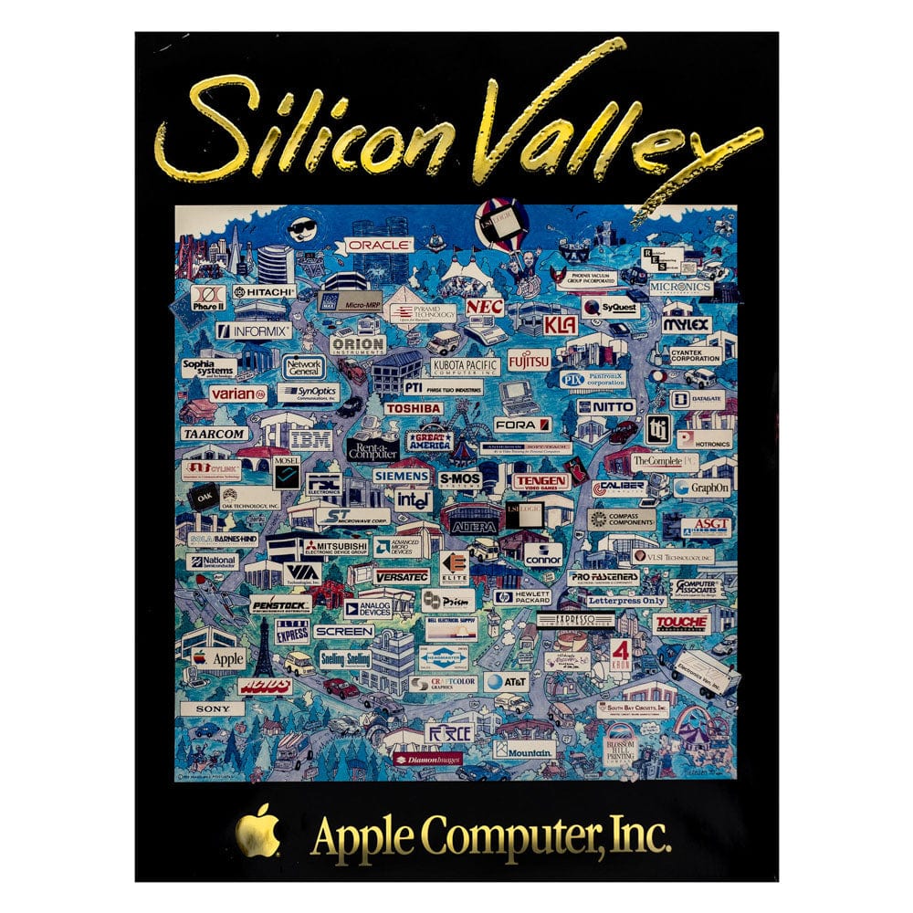 Apple Computer Poster Map of Silicon Valley in 1990 Thumbnail