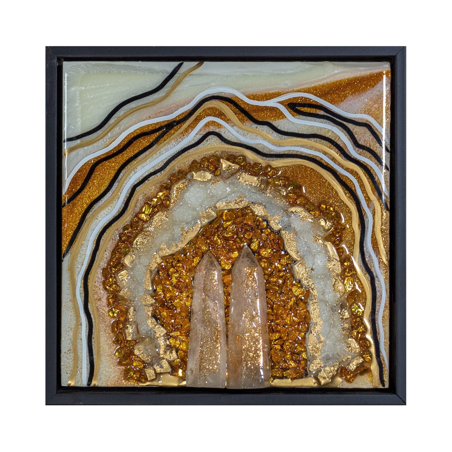 Valerie Watson; Original Geode Resin Wall Art (Copper, Black, White, Gold) ZOOM