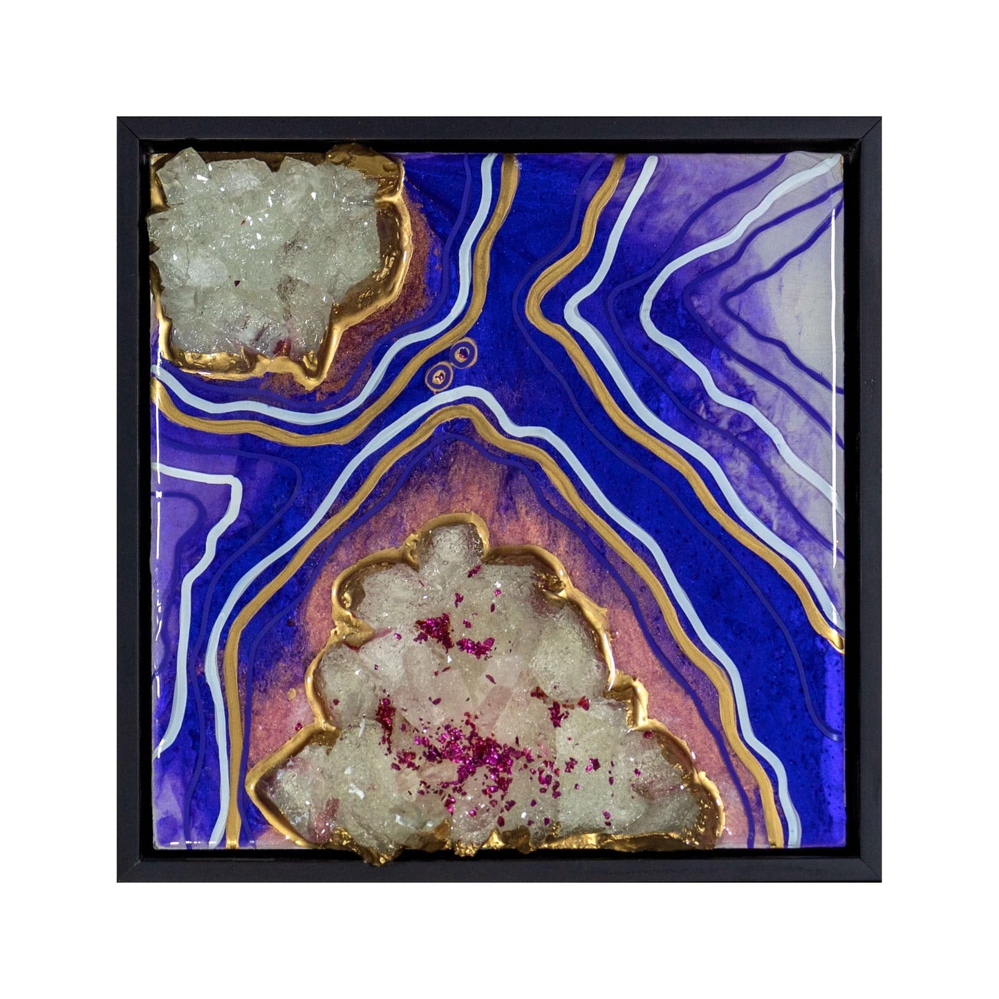 Valerie Watson; Original Geode Resin Wall Art (Purple, White, Gold) ZOOM