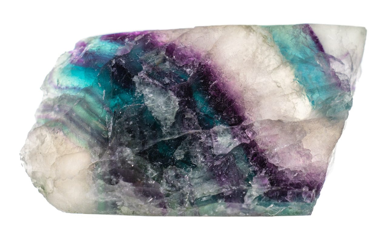 Rainbow Fluorite With Cut Base Crystal Close Up 