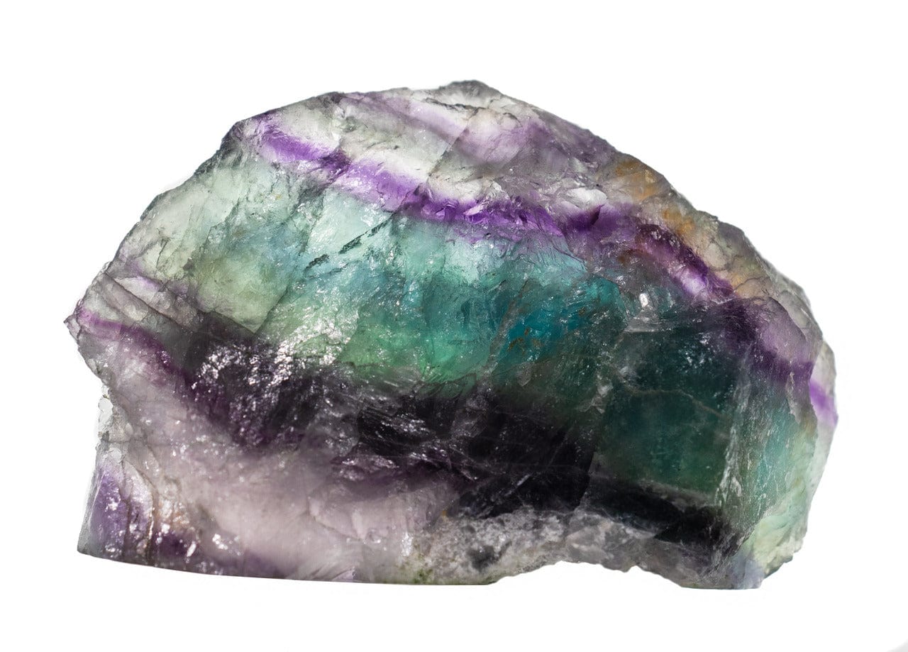 Rainbow Fluorite With Cut Base Crystal Side View 