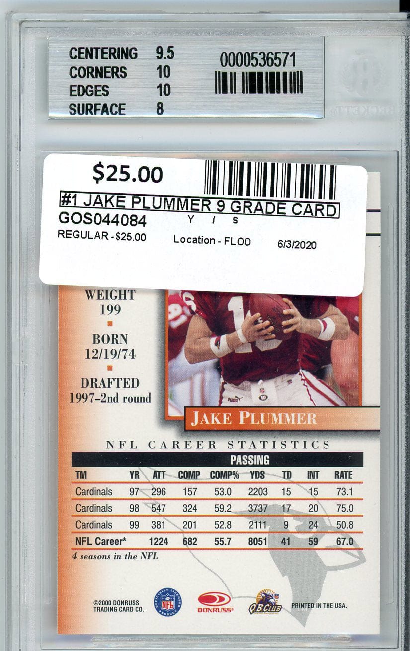 Jake Plummer - Arizona Cardinals Graded Trading Card