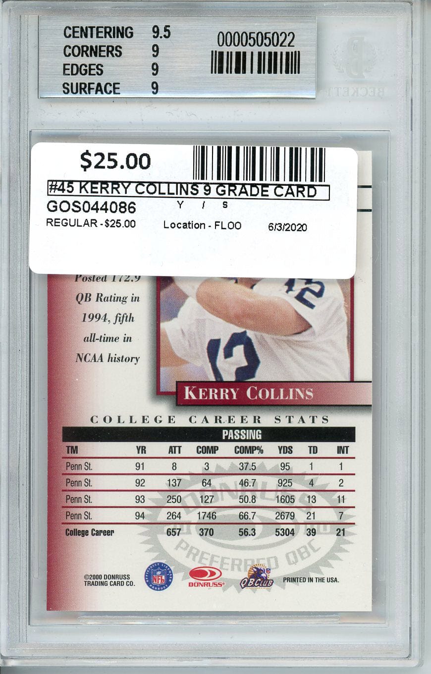 Kerry Collins - Graded Trading Card