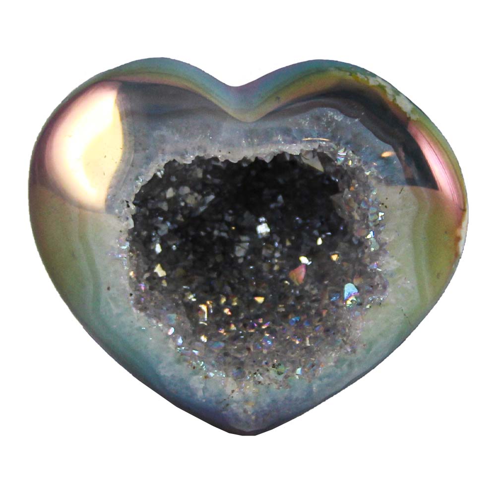 Lavender And Blue Druzy Agate Heart Front