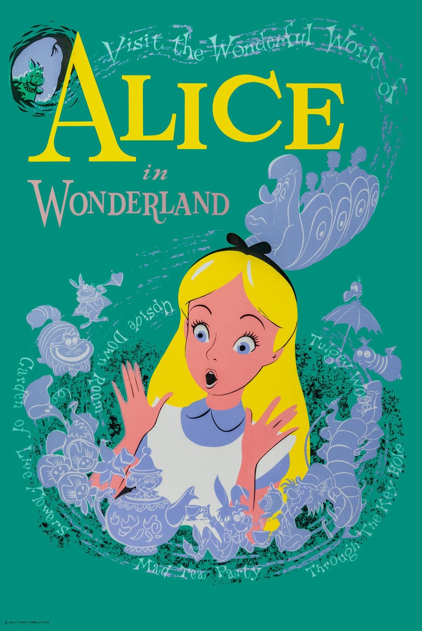 Alice In Wonderland Silk Screen Poster Close View 