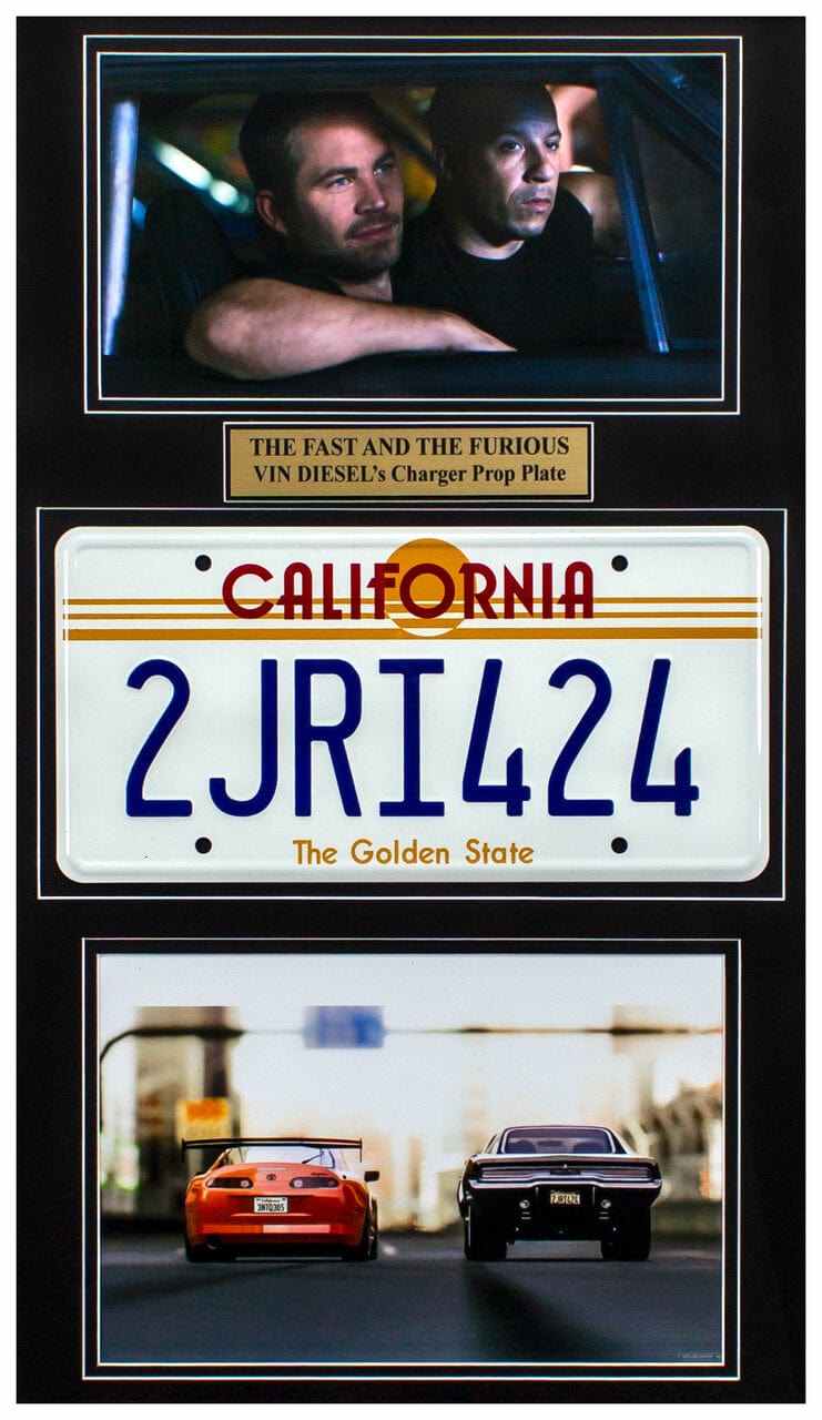 "The Fast and the Furious" Movie Memorabilia - Vin Diesel License Plate