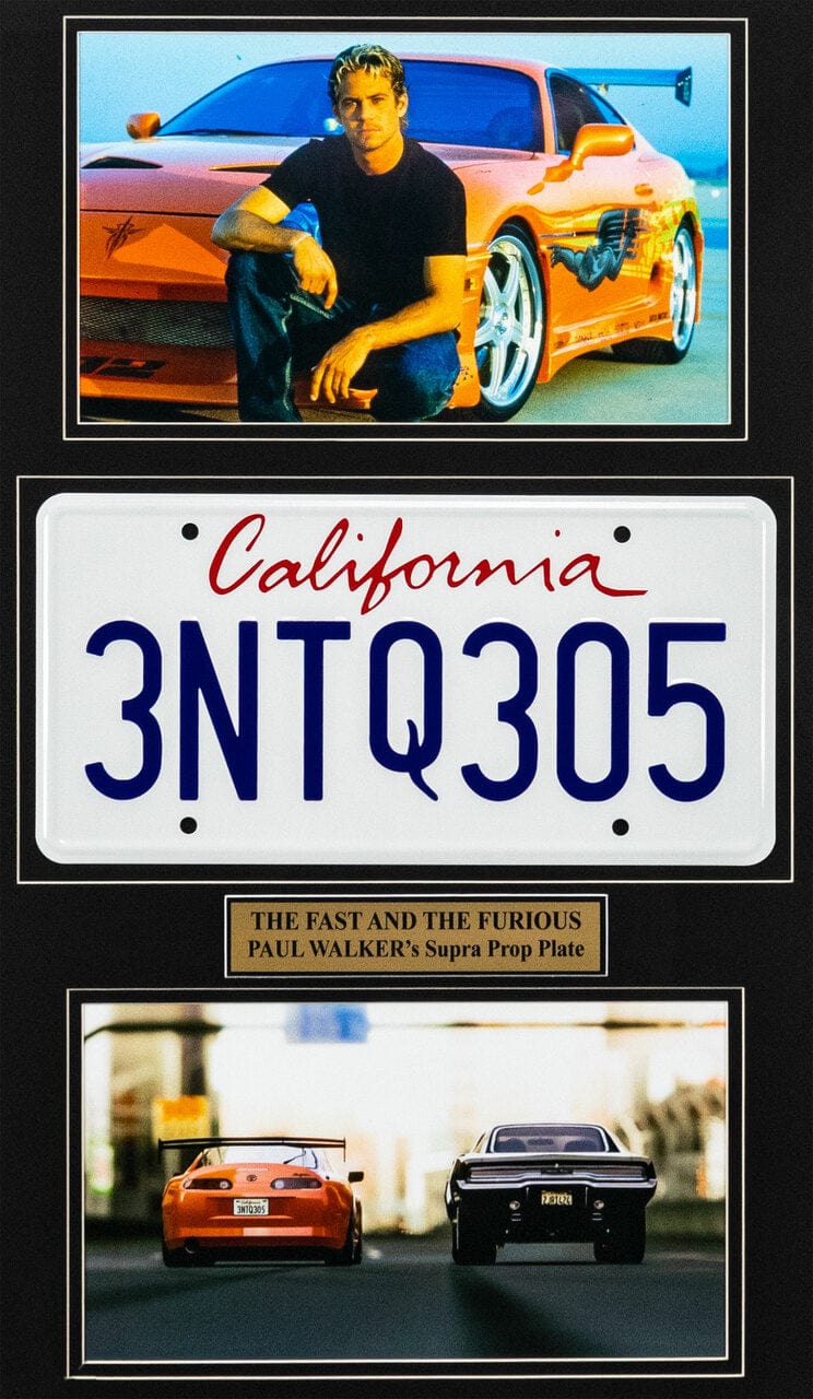 "The Fast and the Furious" Movie Memorabilia - Paul Walker License Plate