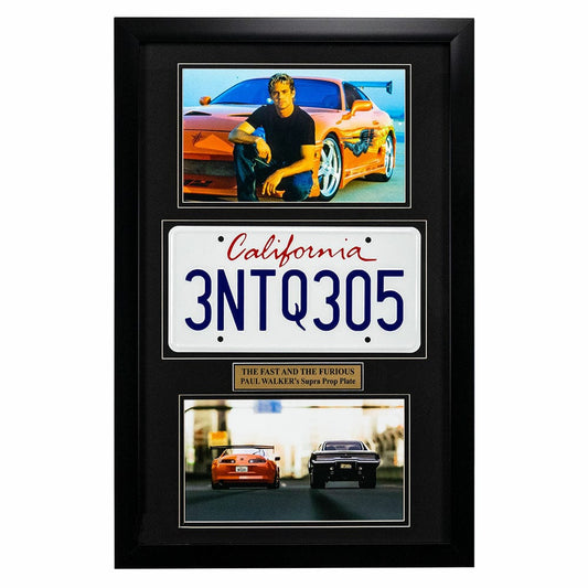 "The Fast and the Furious" Movie Memorabilia - Paul Walker License Plate Framed