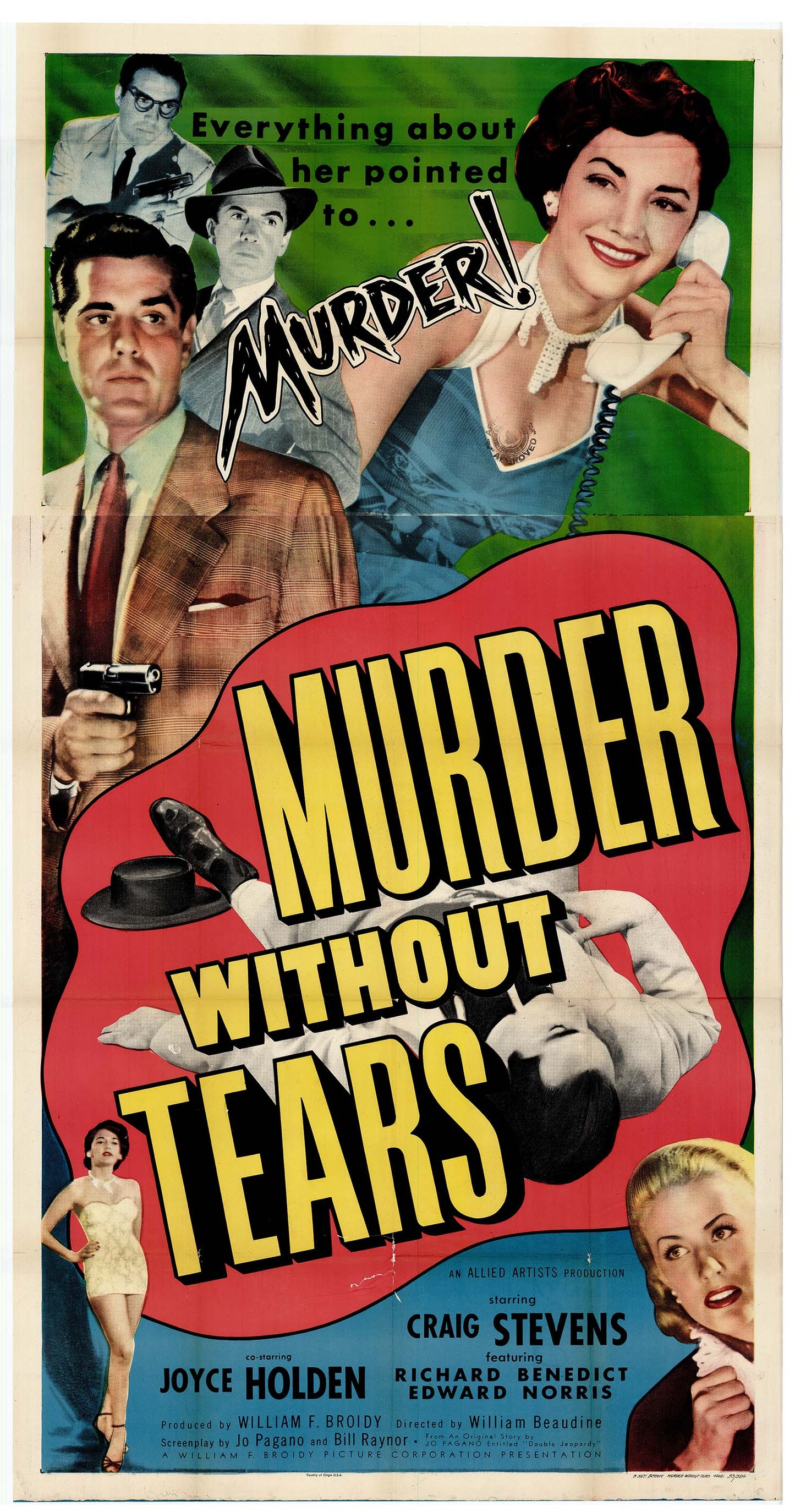 Murder Without Tears - Classic 2 Panel Movie Poster