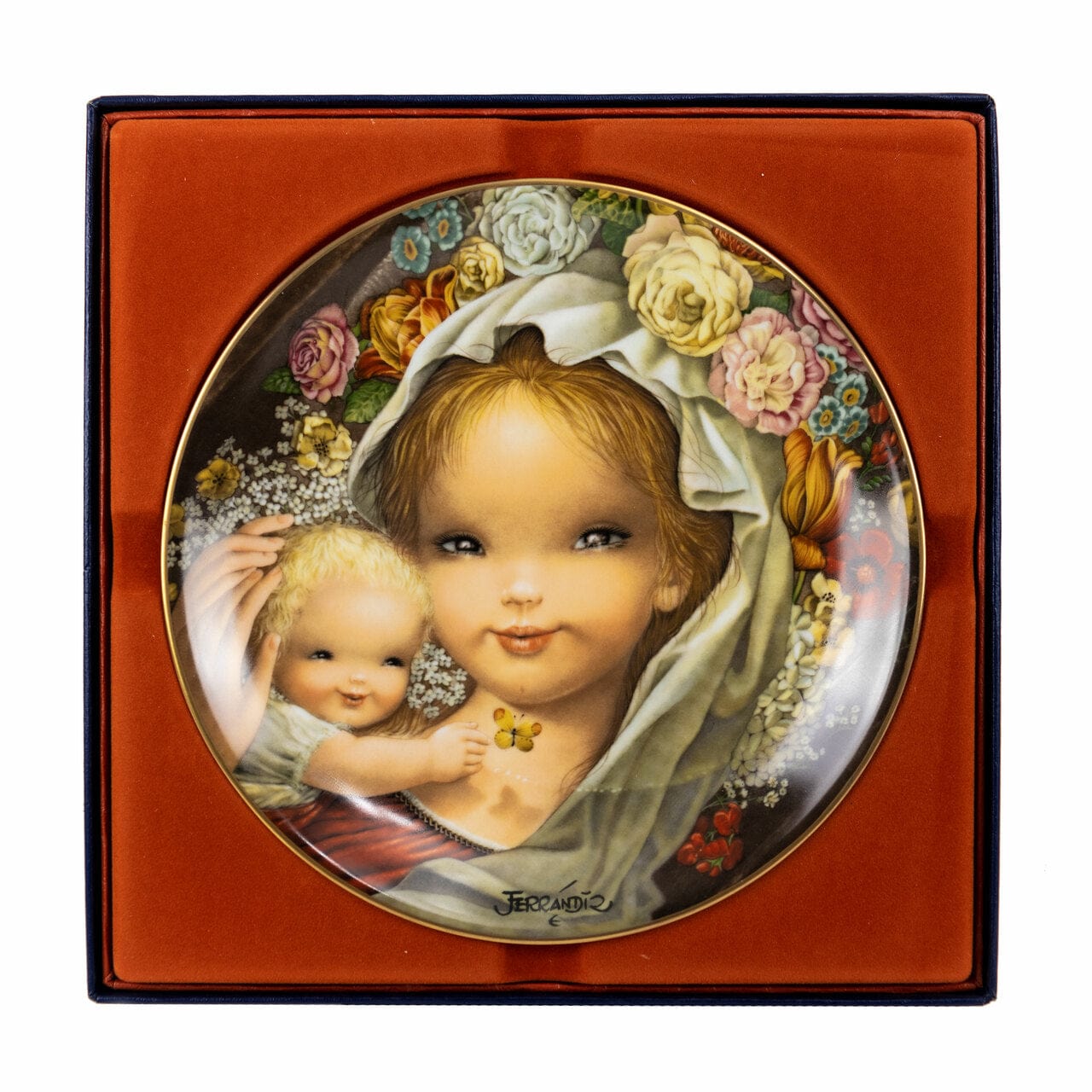 Floral Mother and Child Collectible Decorative Plate face