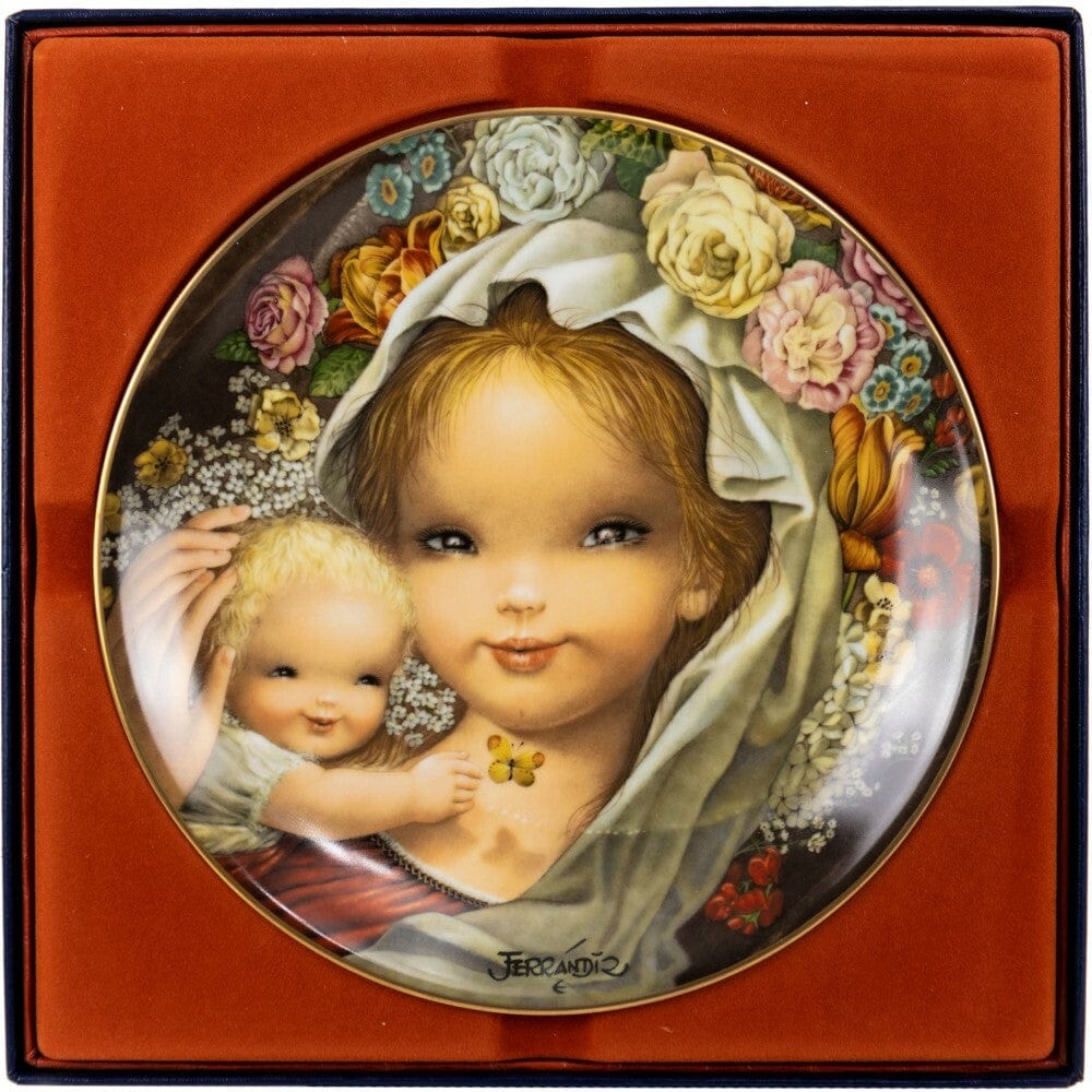 Floral Mother and Child Collectible Decorative Plate thumb