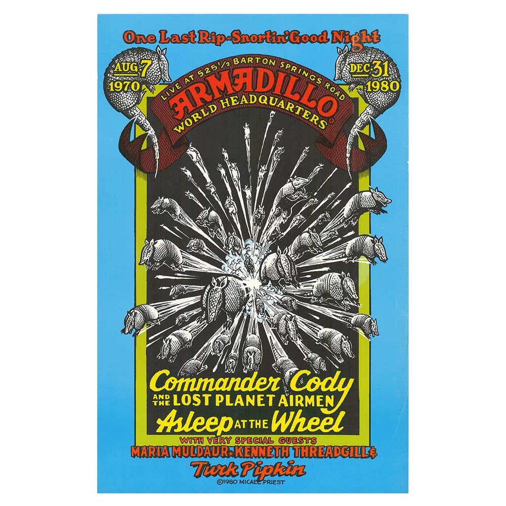 Vintage Austin TX Concert Poster Commander Cody and the Lost Planet Airmen