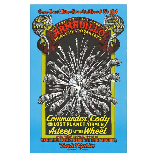 Vintage Austin TX Concert Poster Commander Cody and the Lost Planet Airmen