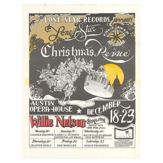 Vintage Willie Nelson Austin TX Concert Poster