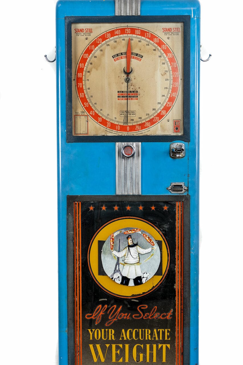 "Guess Your Weight" Coin Operated Antique Scale Zoom
