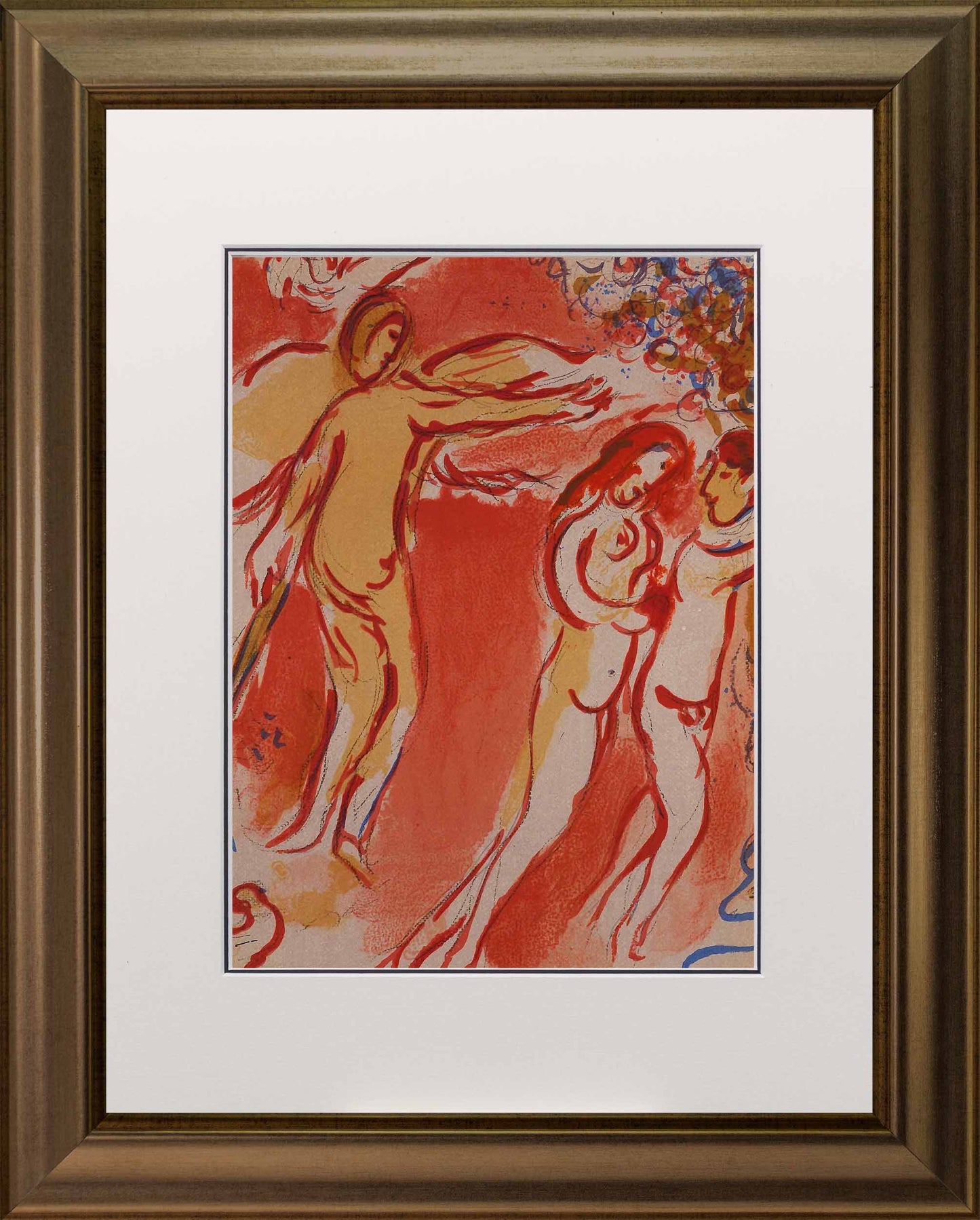Marc Chagall; Adam et Eve Chasses du Paradis Terrestre lithograph Verve – Edition: Nos 37-38 frame