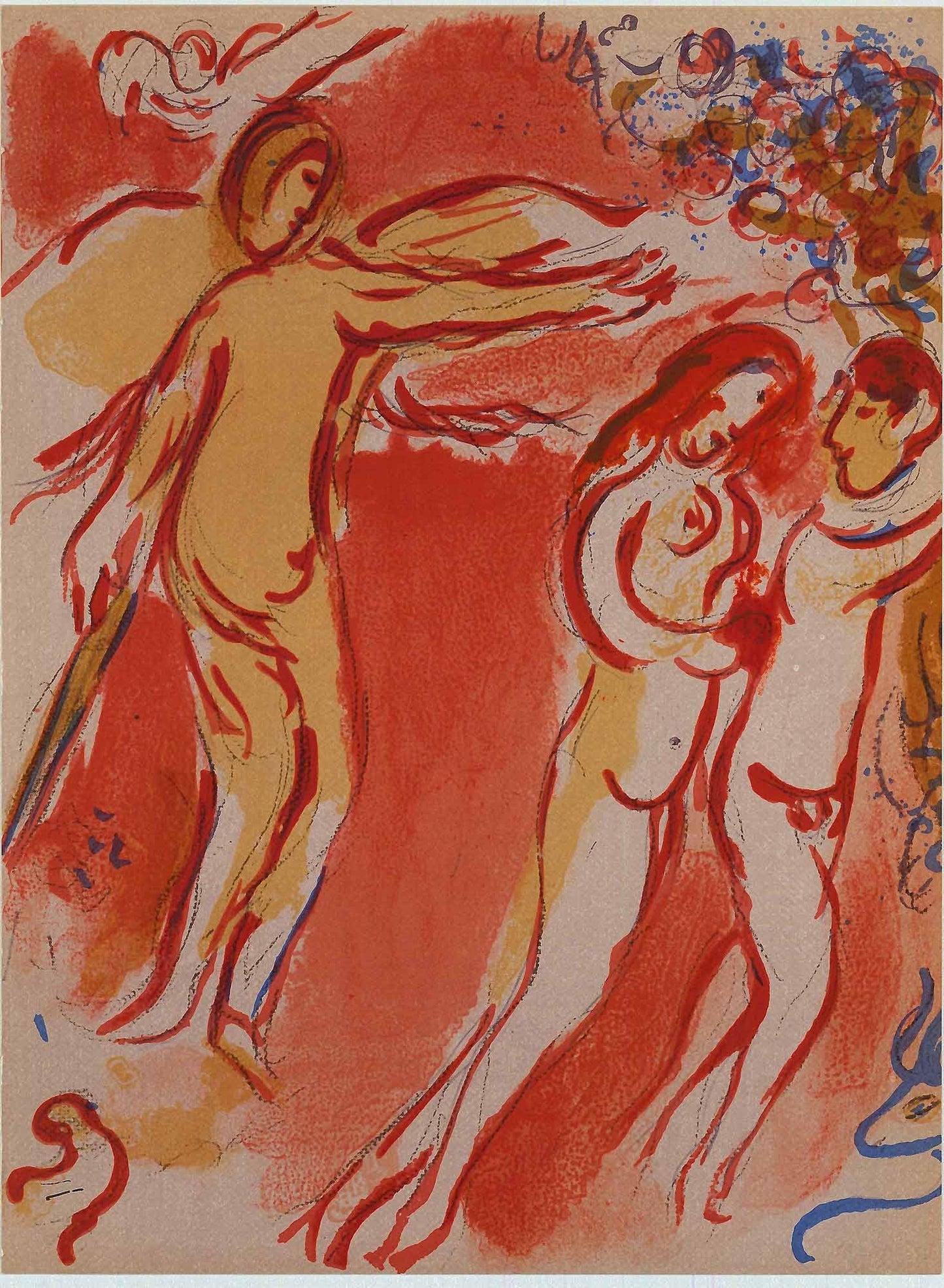 Marc Chagall; Adam et Eve Chasses du Paradis Terrestre lithograph Verve – Edition: Nos 37-38