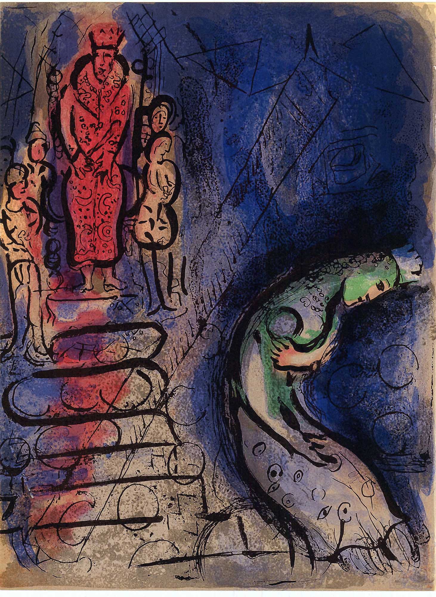 Marc Chagall; Assuerus Chasse Vashti lithograph Verve – Nos 37-38