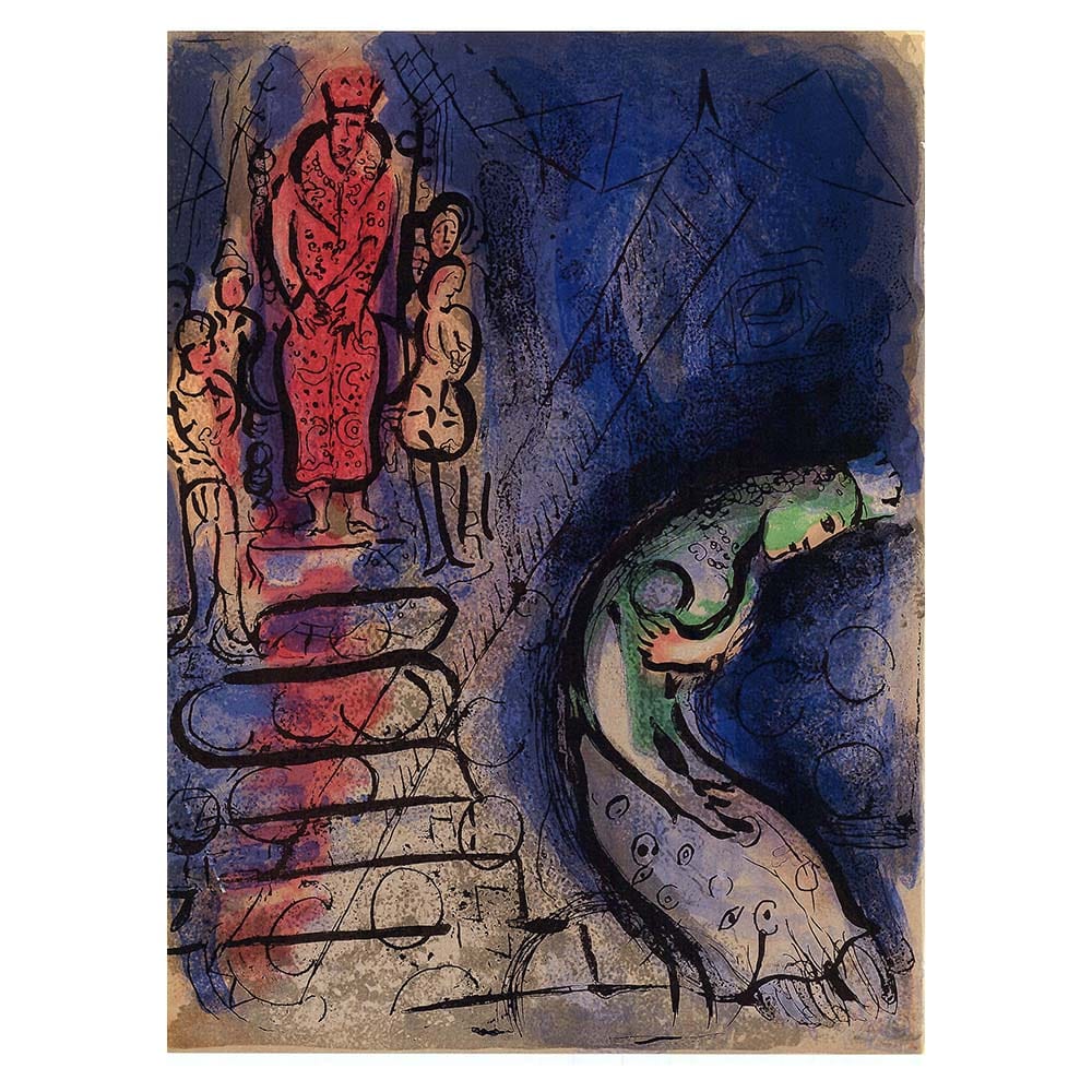 Marc Chagall; Assuerus Chasse Vashti lithograph Verve – Nos 37-38