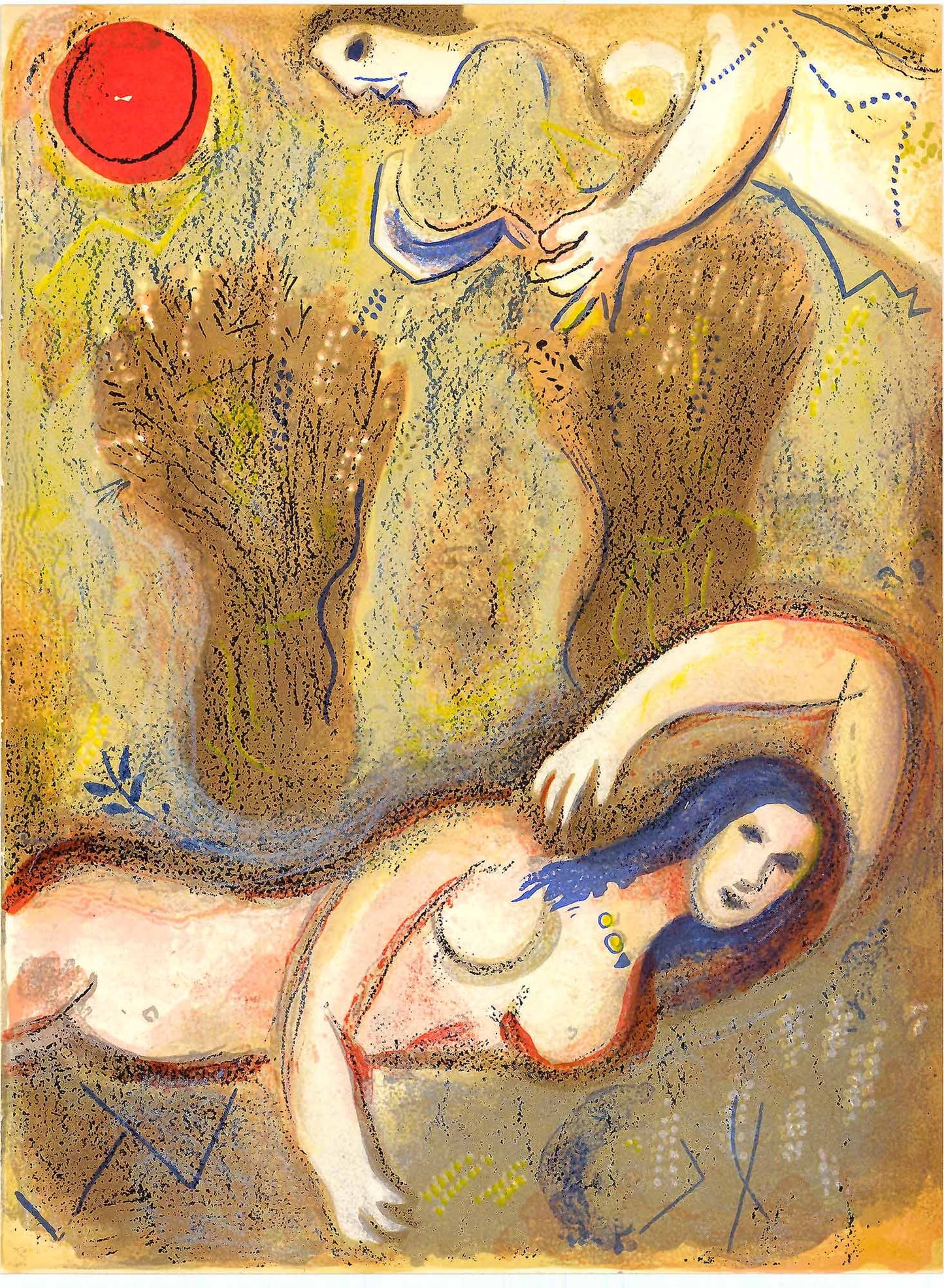 Marc Chagall; Booz se Reveille et Voit Ruth a ses Pieds lithograph Verve – Nos 37-38