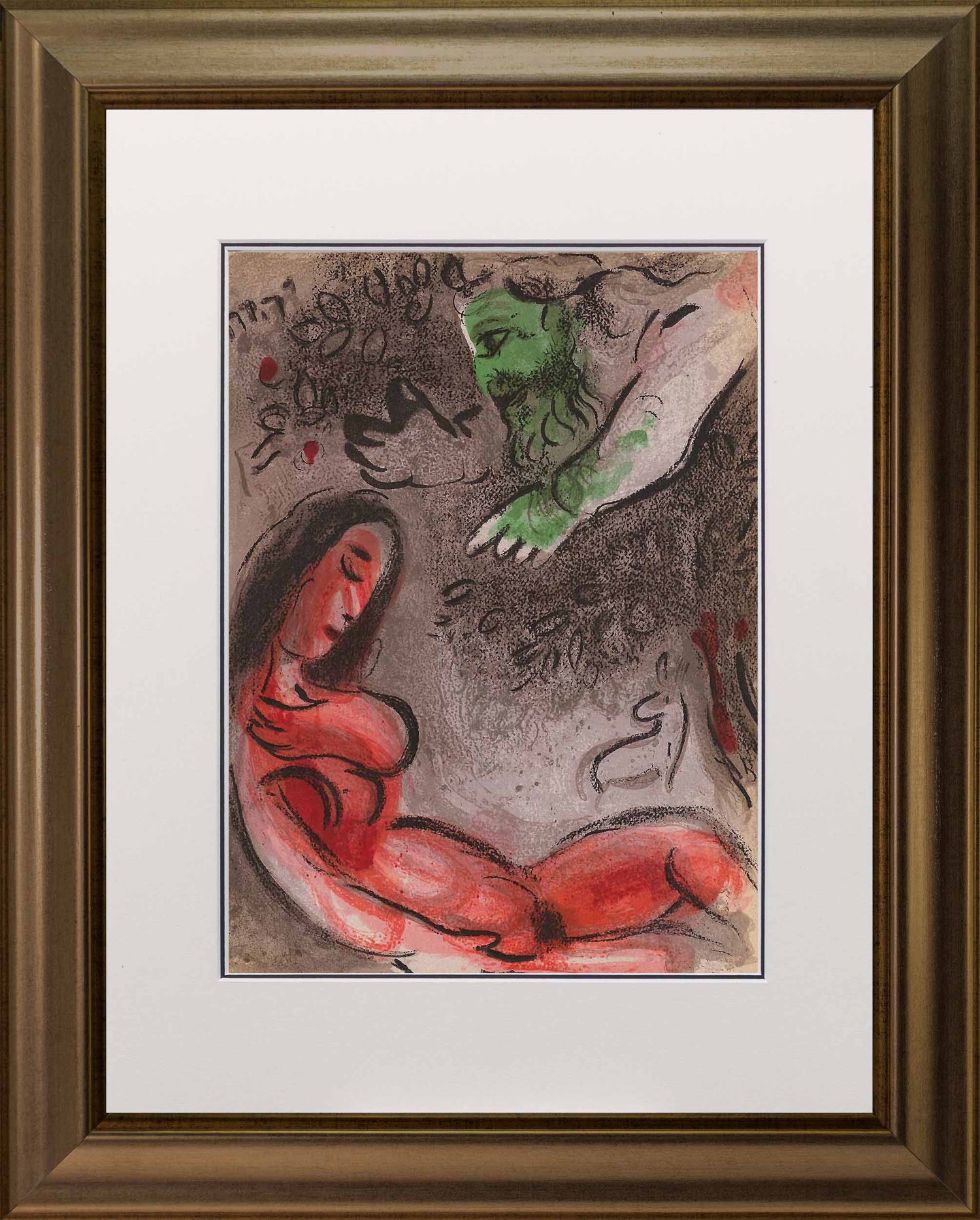 Marc Chagall; Eve Maudite par Dieu lithograph Verve – Nos 37-38 frame