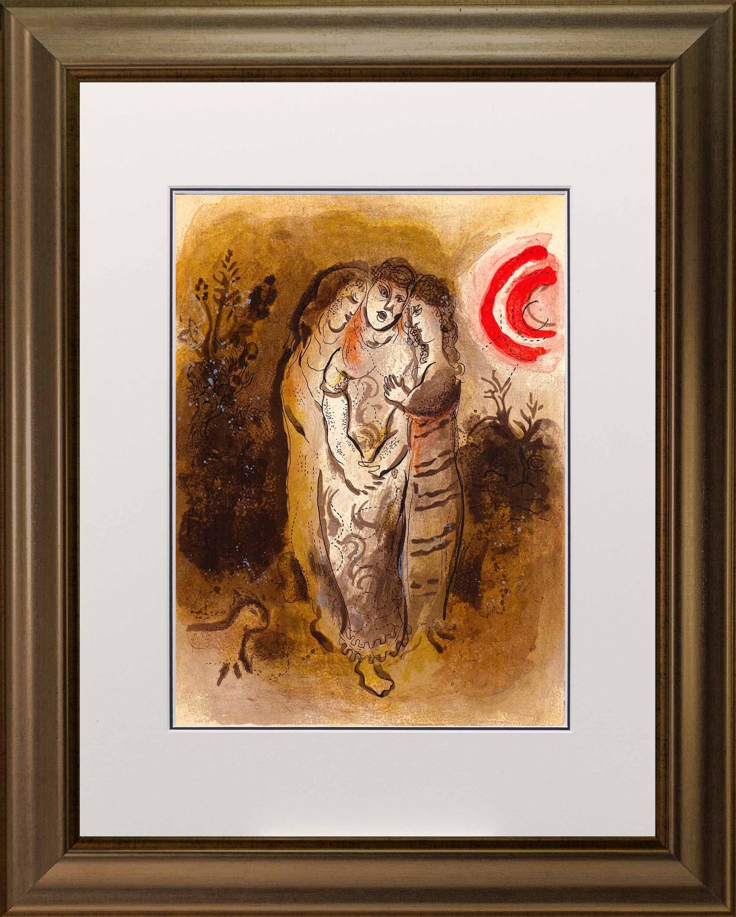 Marc Chagall; Noemie et ses Belles-Filles lithograph Verve – Nos 37-38 frame