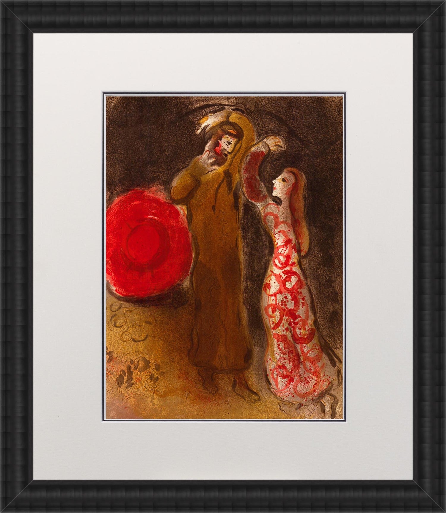 Marc Chagall; Recontre Ruth et de Booz lithograph Verve – Nos 37-38 frame