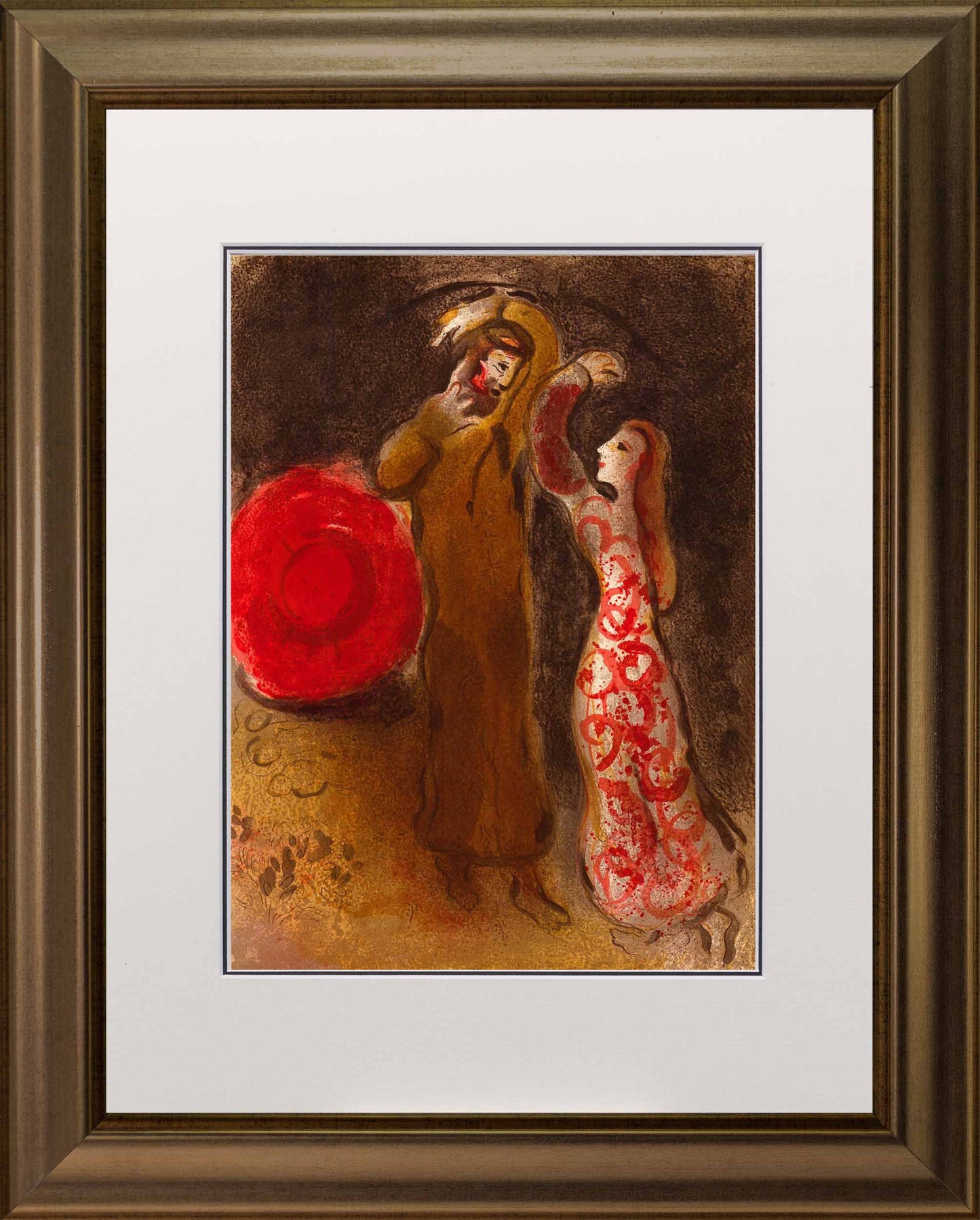 Marc Chagall; Recontre Ruth et de Booz lithograph Verve – Nos 37-38 frame