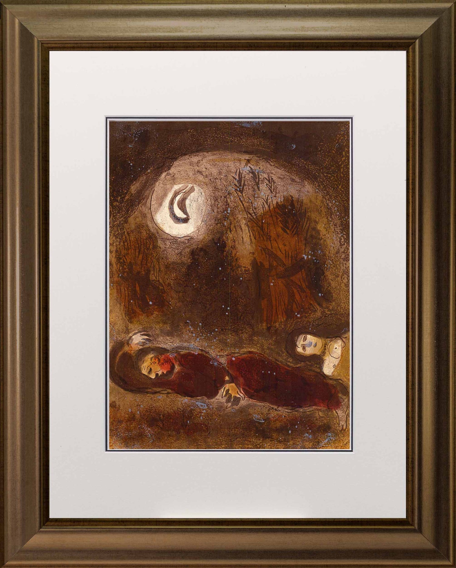 Marc Chagall; Ruth aux pieds de Booz lithograph Verve – Nos 37-38 frame