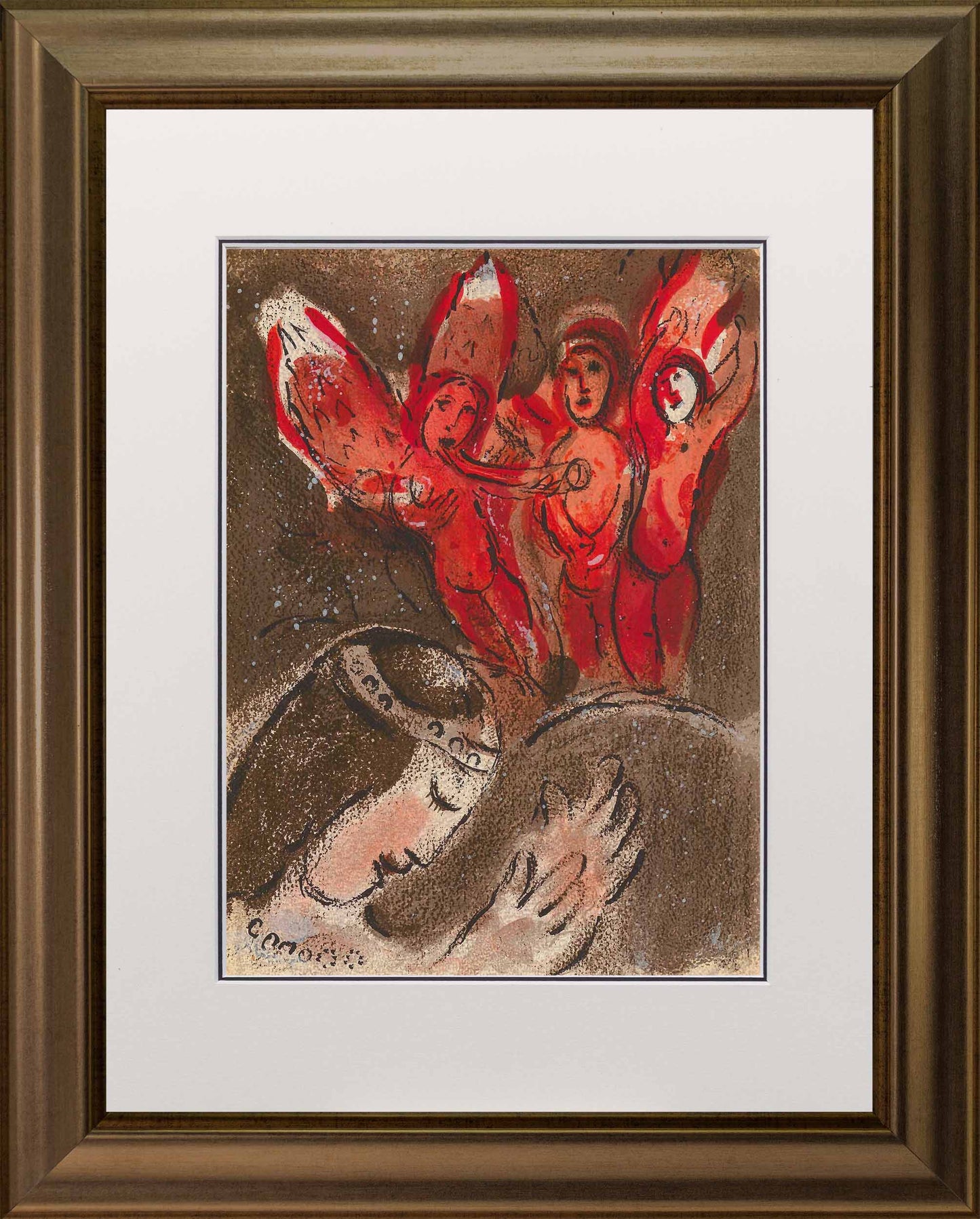 Marc Chagall; Sara et Les Angels Thumbnail Edition: Verve - The Bible lithograph frame