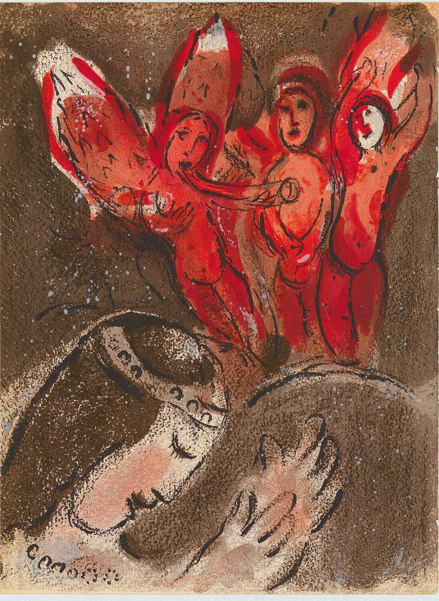 Marc Chagall; Sara et Les Angels ZOOM Edition: Verve - The Bible lithograph