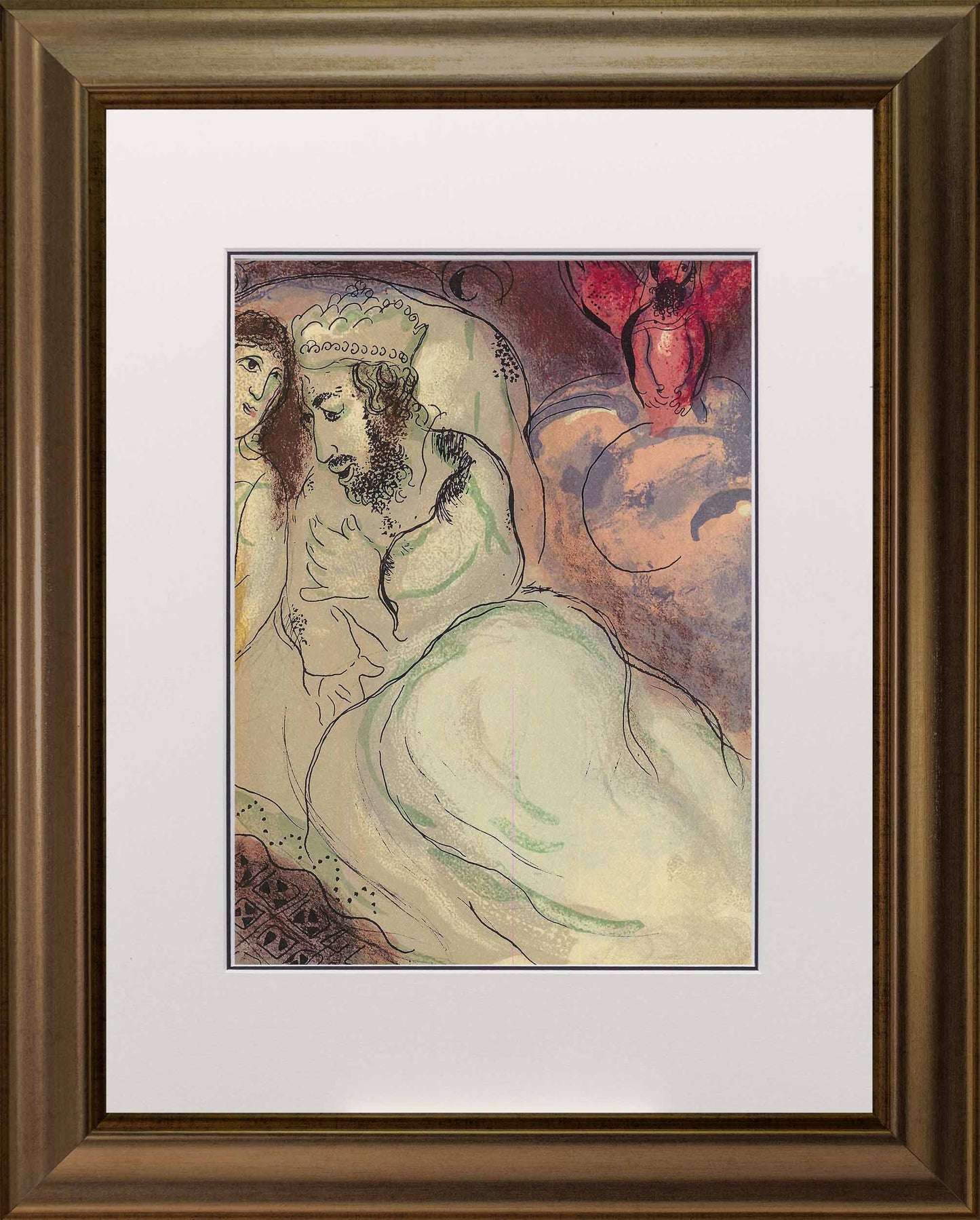 Marc Chagall; Sarah And Abimelech lithograph Verve – Nos 37-38 frame