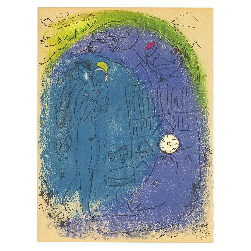 Marc Chagall; Vision de Paris: Mere et Enfant devant Notre-Dame lithograph  Verve – Vol 7. No. 27