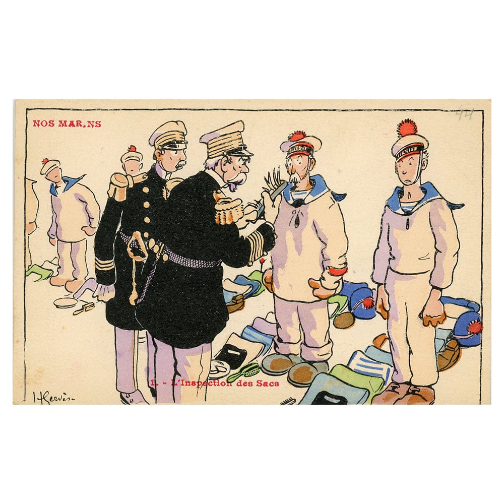 Vintage 1910s FRENCH WWI Postcard - 1 L'Inspection des Sacs