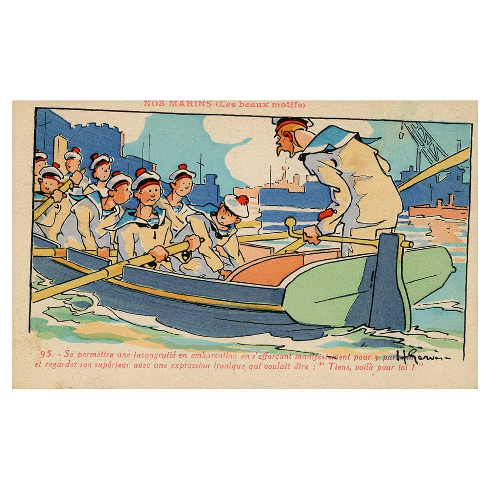 1910s FRENCH WWI Postcard - 95 Se Permitre une incongruite en embarcation en s'efforcant...