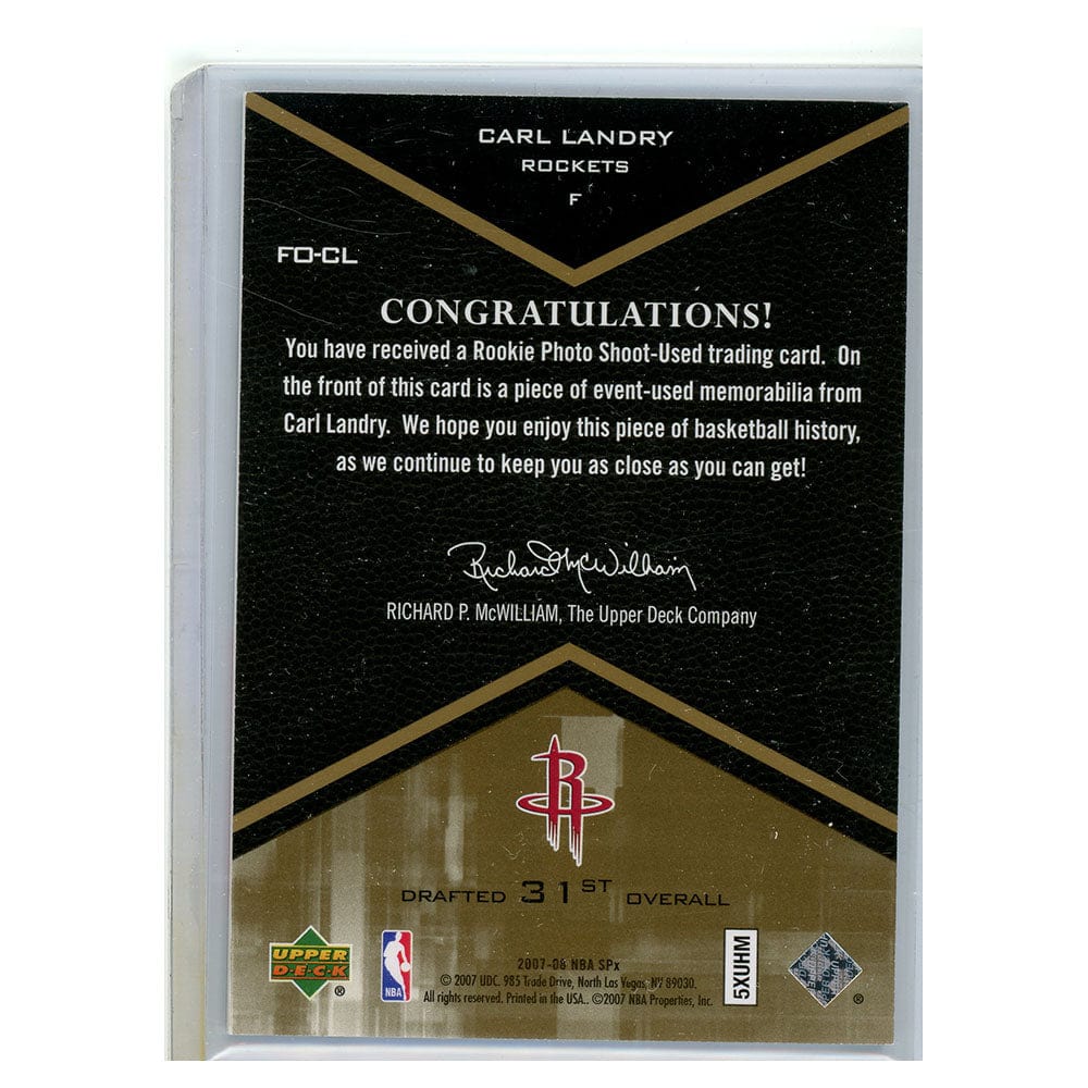Carl Landry Houston Rockets Trading Card Featuring Game Worn Materials