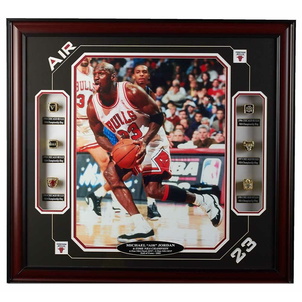 Framed Michael Jordan 6-Ring Championship Wall Art Set