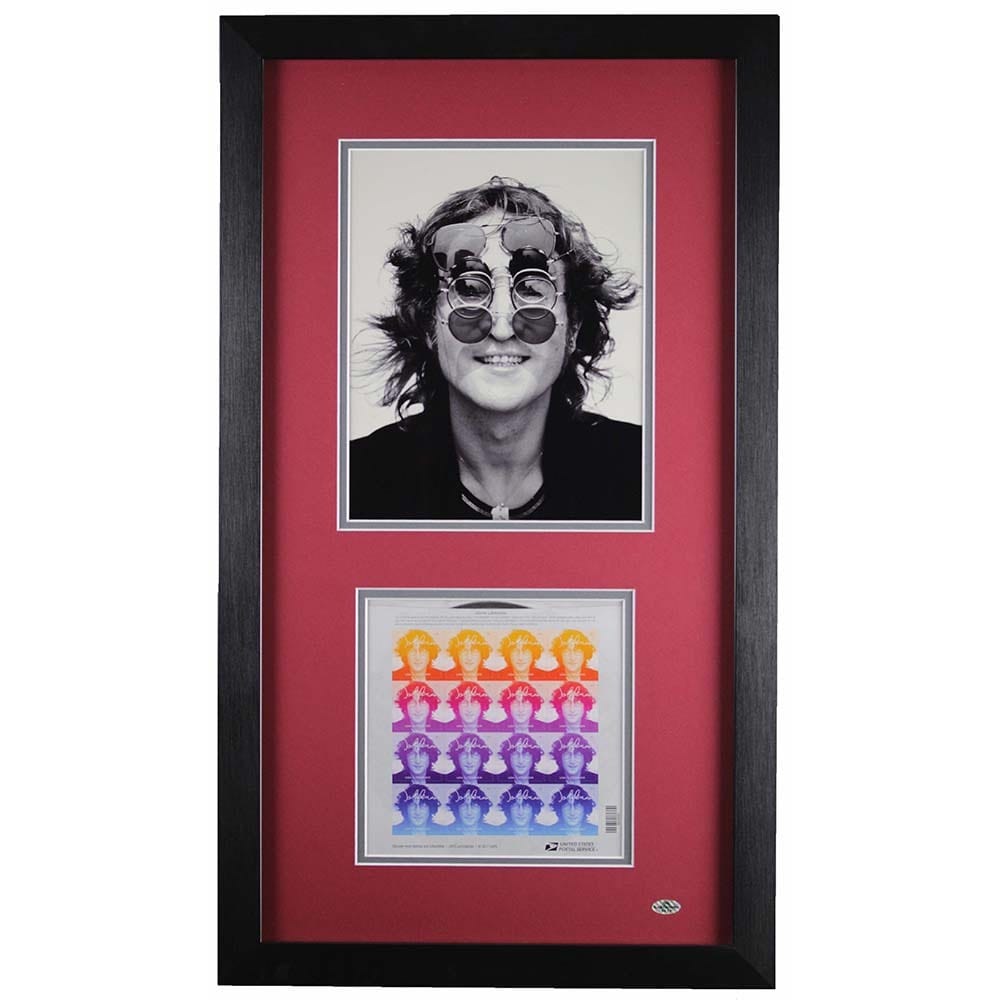 John Lennon Commemorative Stamps Framed