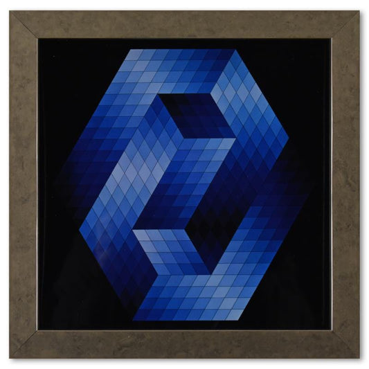 Vasarely; Gestalt - Bleu de la serie Hommage A L'Hexagone
