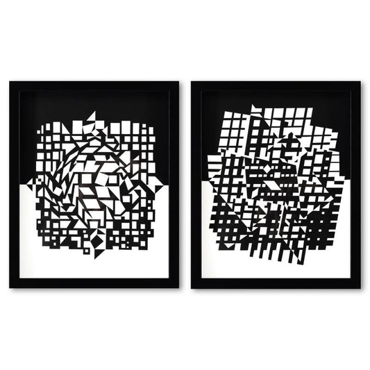 Vasarely; Citra et Ixion-II de la serie Croises (Diptych)