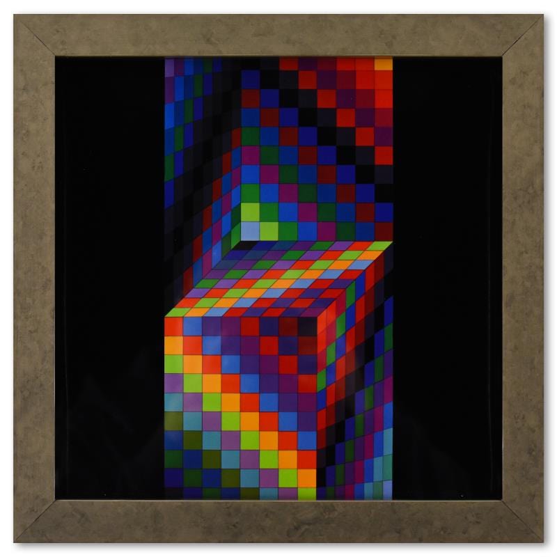 Vasarely; Axo - 77 de la serie Hommage A L'Hexagone