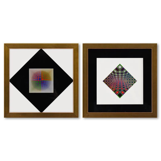 Vasarely; Ond - Kett et Vega - Pal de la serie Vega (Diptych)