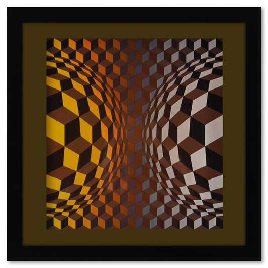 Vasarely; Cheyt - OND de la serie Structures Universelles De L'Hexagone