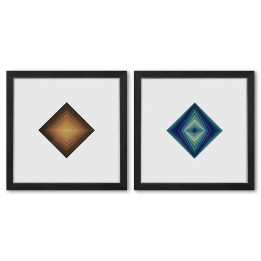 Vasarely; Rhombus - C et Rhombus de la serie Vonal (Diptych)