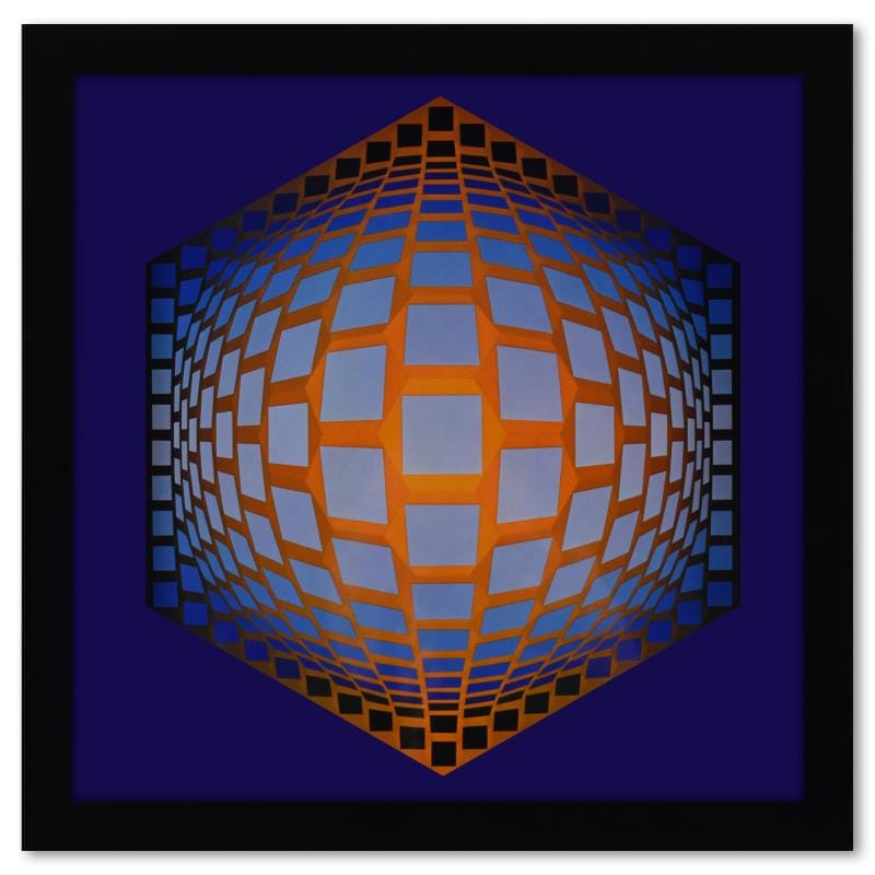 Vasarely; Tegla - Hat de la serie Structures Universelles De L'Hexagone