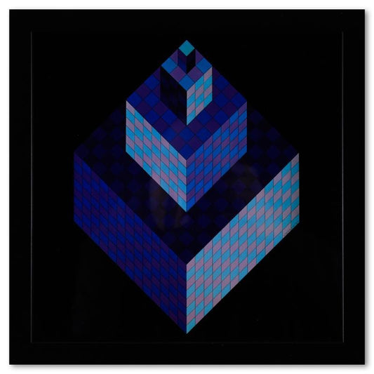 Vasarely; Axo - New York de la serie Structures Universelles De L'Hexagone