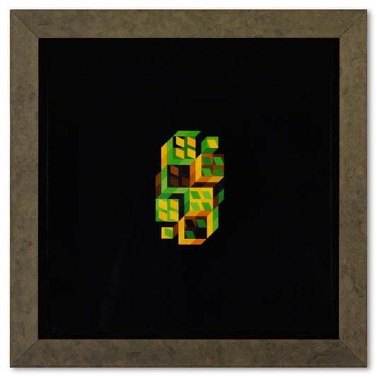 Vasarely; Tridim - P de la serie Hommage A L'Hexagone