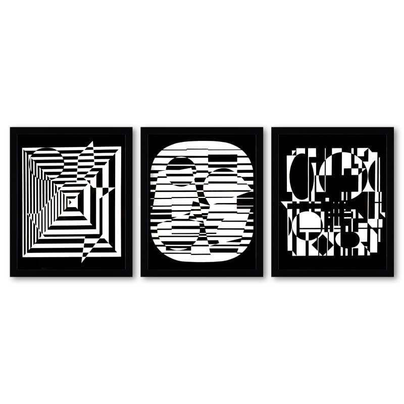 Vasarely; Zeta, Yablapour-II, et Anadyr de la serie Lineaires (Triptych)