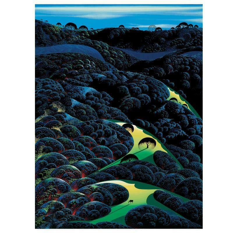 Eyvind Earle; Three Pastures On A Hillside